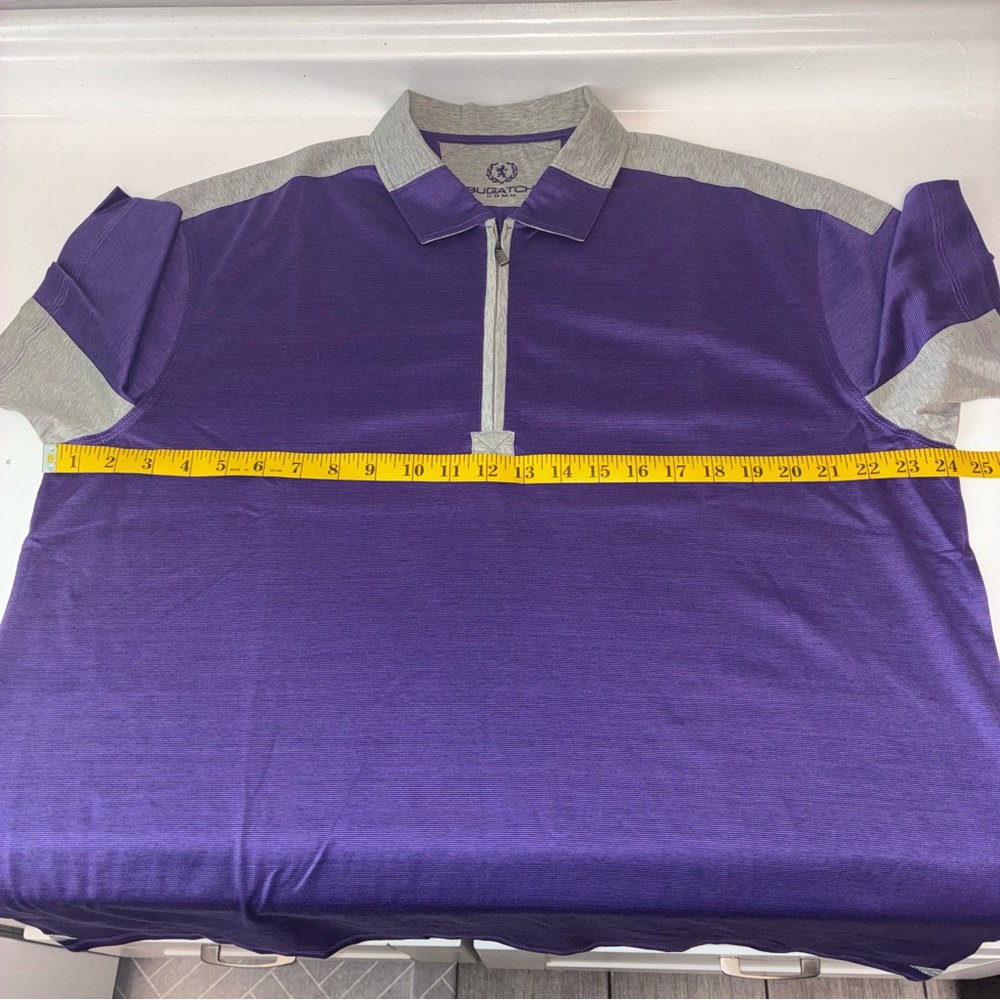 Bugatchi Men's Purple and Gray 1/4 Zip Golf Polo NWT - Picture 6 of 9